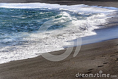 Soft wave on the sand beach Stock Photo