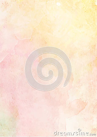 Soft yellow and pink watercolor paper background Vector Illustration