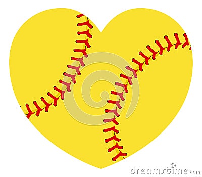 Softball Ball Heart Shape Concept Vector Illustration