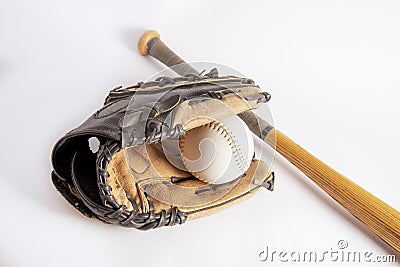 Softball,bat,glove Stock Photo