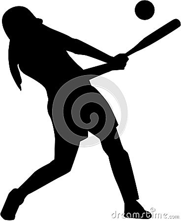 Softball batter woman silhouette Vector Illustration