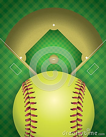 Softball Field and Ball Background Illustration Vector Illustration
