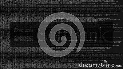 SoftBank logo made of source code on computer screen. Editorial 3D rendering Editorial Stock Photo
