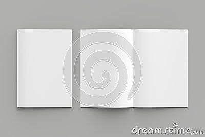 Softcover magazine or brochure mock up isolated on soft gray background. 3d illustration Cartoon Illustration
