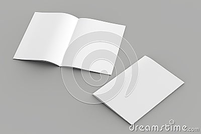 Softcover magazine or brochure mock up isolated on soft gray background. 3d illustration Cartoon Illustration