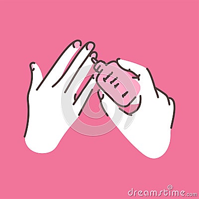 Softening and removal of the cuticle color line illustration. Vector Illustration