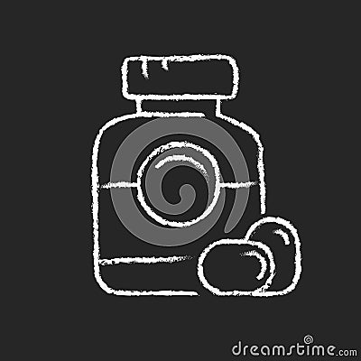 Softgel chalk white icon on dark background Vector Illustration