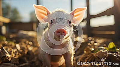 Softly Lit Portrait Of A Pig With Precisionism Influence Stock Photo