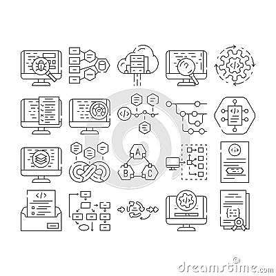 software compute, engineer icons set vector Vector Illustration