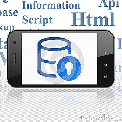 Software concept: Smartphone with Database With Lock on display Stock Photo