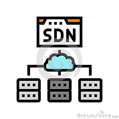 software defined network data center color icon vector illustration Cartoon Illustration