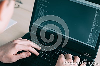 Software developer coding laptop programming it Stock Photo