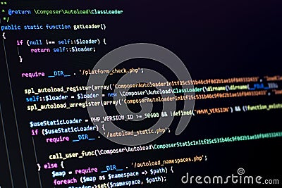 The software developer does the php coding Stock Photo