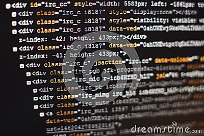 Software developer programming code. Abstract computer script code. Selective focus Stock Photo