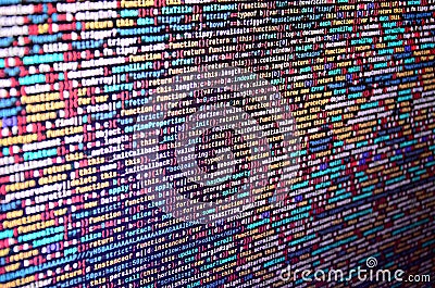 Software developer programming code on computer. Abstract computer script source code Stock Photo