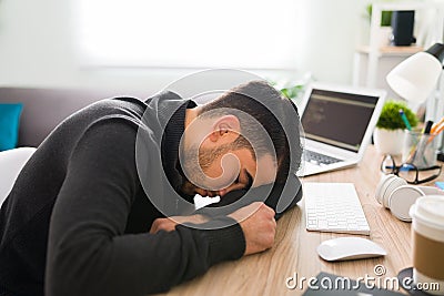 Software developer is stressed because his progam is not working Stock Photo