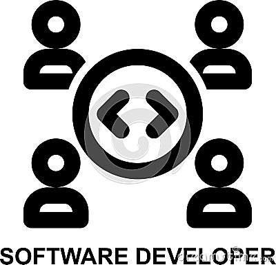 software developer, team, development team, programmer, coder, software engineer outline icon Vector Illustration