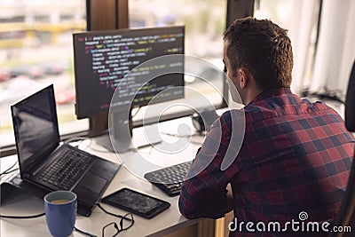 Software developer working Stock Photo