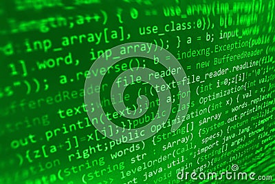 Software developer workspace screen Stock Photo