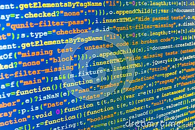 Software developer workspace screen Stock Photo