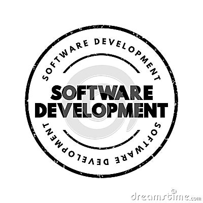 Software Development - set of computer science activities dedicated to the process of creating, designing and supporting software Stock Photo
