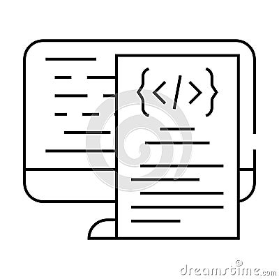 software documentation technical writer line icon vector illustration Cartoon Illustration