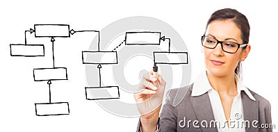 Software Engineer Drawing A Uml Class Diagram Stock Photo