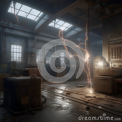 The software factory Hyper-realistic textures dynamic lig one generative AI Stock Photo