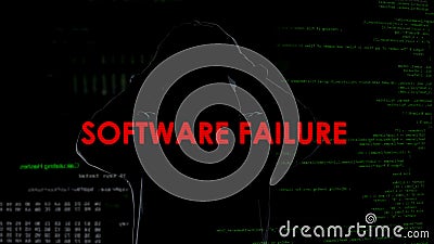 Software failure, unsuccessful attempt to hack server, disappointed criminal Stock Photo