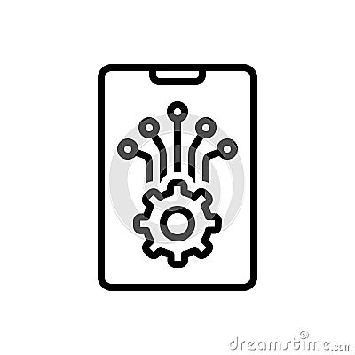 Black line icon for Software, program and application Stock Photo