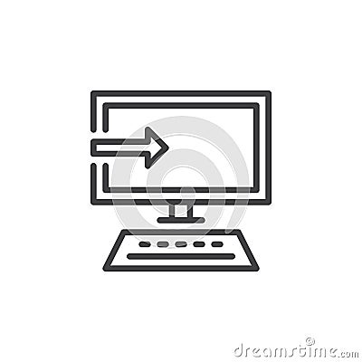 Software install line icon, outline vector sign, linear style pictogram isolated on white. Vector Illustration