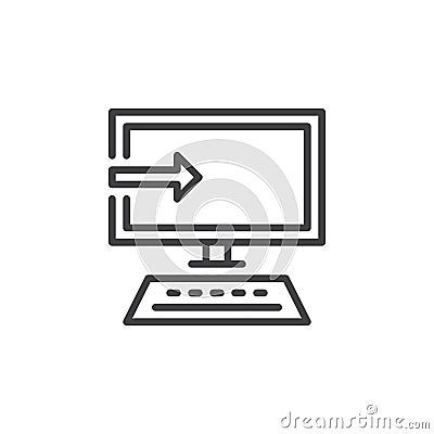 Software install line icon, outline vector sign, linear style pictogram isolated on white Vector Illustration