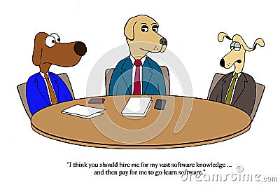 Software knowledge comes for dog Stock Photo