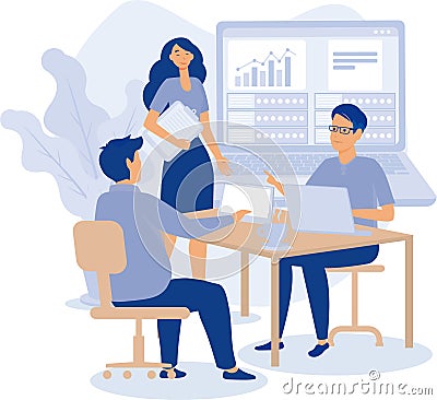 Software products,working with database using professional software, Vector Illustration