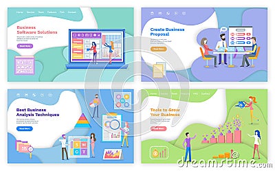 Software and Proposal, Analysis and Growth Tools Vector Illustration