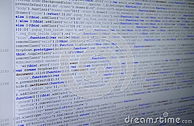 Software source code. Freeware open source project. Developing programming and coding technologies. Software source code. CSS, Jav Stock Photo