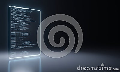 Software source coding panel on metallic floor. Stock Photo