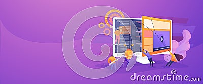 Software testing concept banner header Vector Illustration