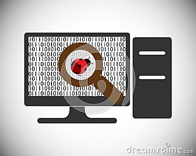 Software testing concept and bug finding process Vector Illustration
