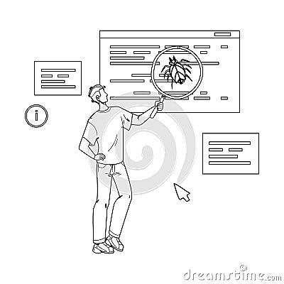Software Testing Program On Bug And Errors Vector Vector Illustration