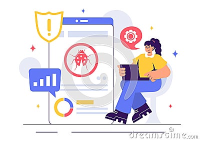 Software Testing Vector Illustration featuring Application Engineering, Debugging Processes, Development Workflow, Programming, Vector Illustration