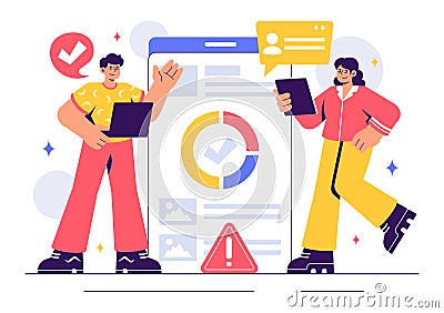 Software Testing Vector Illustration featuring Application Engineering, Debugging Processes, Development Workflow, Programming, Vector Illustration