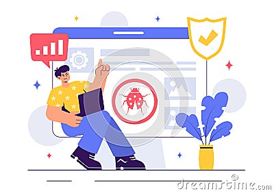 Software Testing Vector Illustration featuring Application Engineering, Debugging Processes, Development Workflow, Programming, Vector Illustration