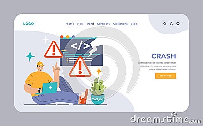Software testing web banner or landing page. Code testing Vector Illustration
