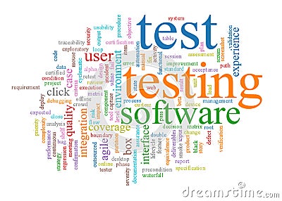 Software testing word cloud random Cartoon Illustration