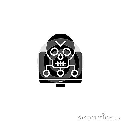 Software vulnerabilities black icon concept. Software vulnerabilities flat vector symbol, sign, illustration. Vector Illustration