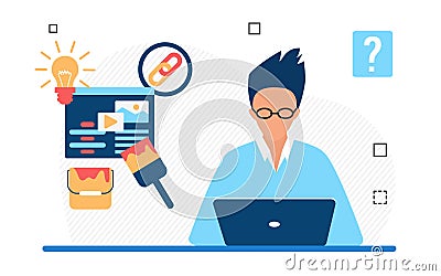 Software web development designer engineer working process Vector Illustration