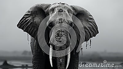 Soggy Style: Epic Portraiture Of A Detailed Wildlife Elephant In 8k Resolution Stock Photo