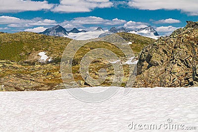 The Sognefjellsvegen, the highest mountain pass road in Northern Europe, Norway Stock Photo