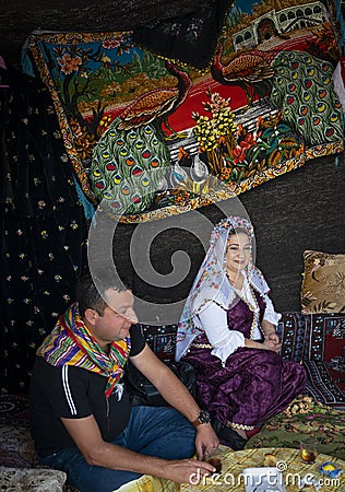 Sogut, Bilecik / Turkey - September 08 2019: Yoruk Turkish people in traditional clothes during Celebrations to commemorate Editorial Stock Photo